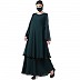 Duel layered Designer abaya with sequence work- Bottle Green Duel layered Designer abaya with sequence work- Bottle Green